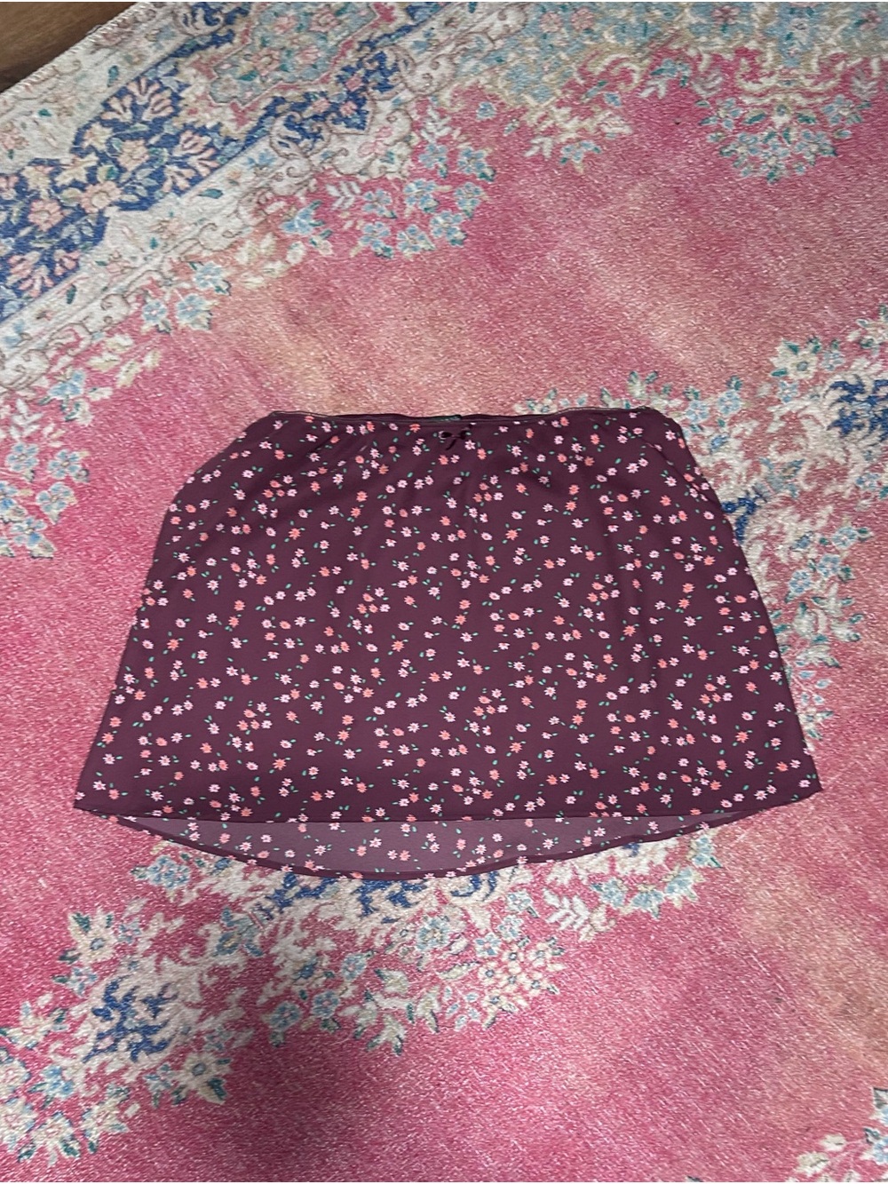 wild fable Floral Mini Skirt in Plum with Pink Flowers
